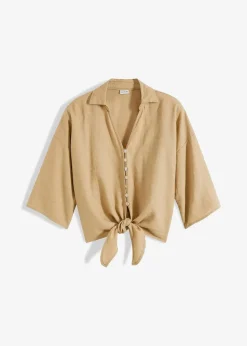 bonprix Bekleidung·Jacken & Mäntel|Blusen & Tuniken^Leinen-Bluse new beige