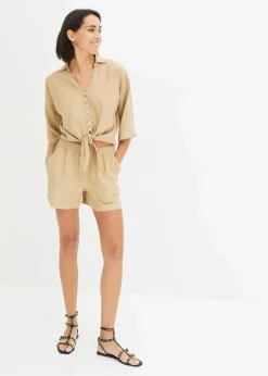 bonprix Bekleidung·Jacken & Mäntel|Blusen & Tuniken^Leinen-Bluse new beige