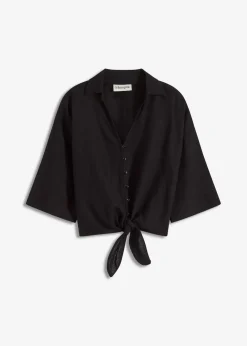 bonprix Nachhaltigere Materialien|Blusen & Tuniken^Leinen-Bluse schwarz