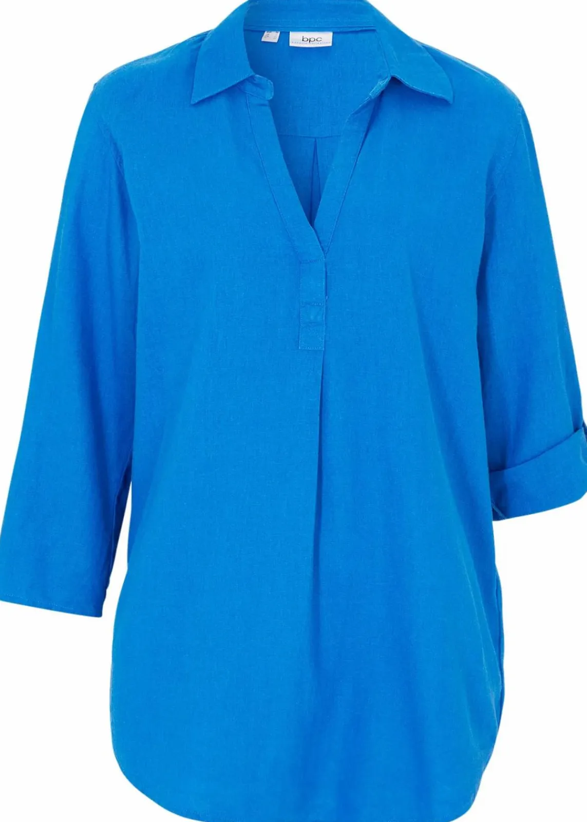 bonprix Blusen & Tuniken|Bekleidung·Jacken & Mäntel^Leinen-Bluse, 3/4-Arm azurblau