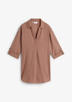 bonprix Blusen & Tuniken|Bekleidung·Jacken & Mäntel^Leinen-Bluse, 3/4-Arm maronenbraun