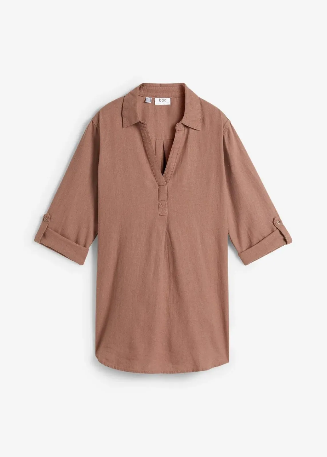 bonprix Blusen & Tuniken|Bekleidung·Jacken & Mäntel^Leinen-Bluse, 3/4-Arm maronenbraun