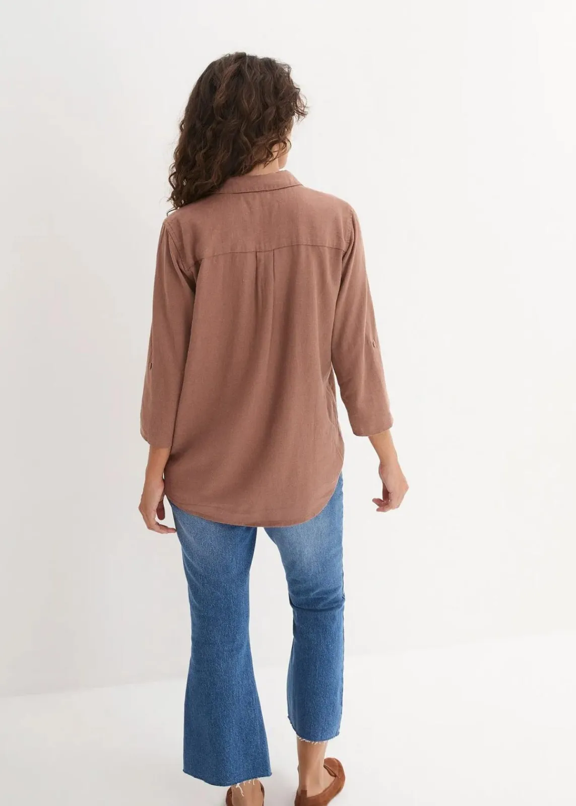 bonprix Blusen & Tuniken|Bekleidung·Jacken & Mäntel^Leinen-Bluse, 3/4-Arm maronenbraun