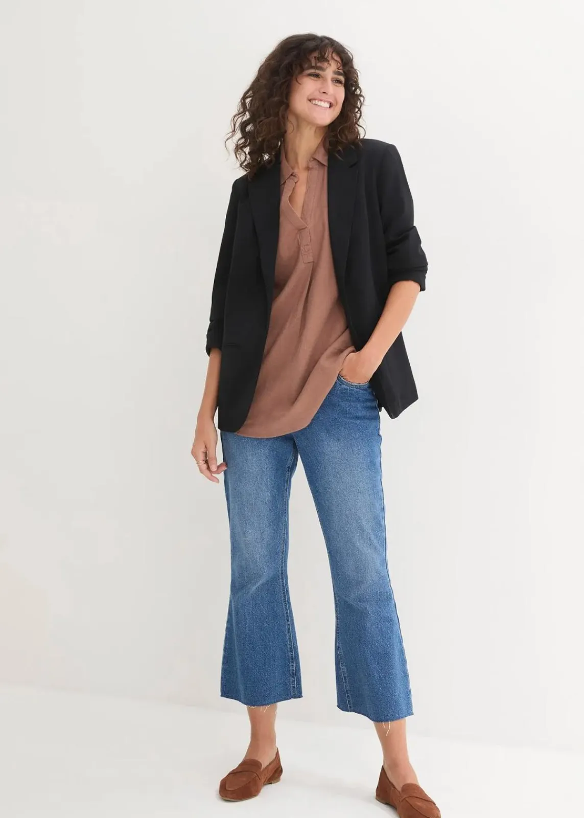 bonprix Blusen & Tuniken|Bekleidung·Jacken & Mäntel^Leinen-Bluse, 3/4-Arm maronenbraun