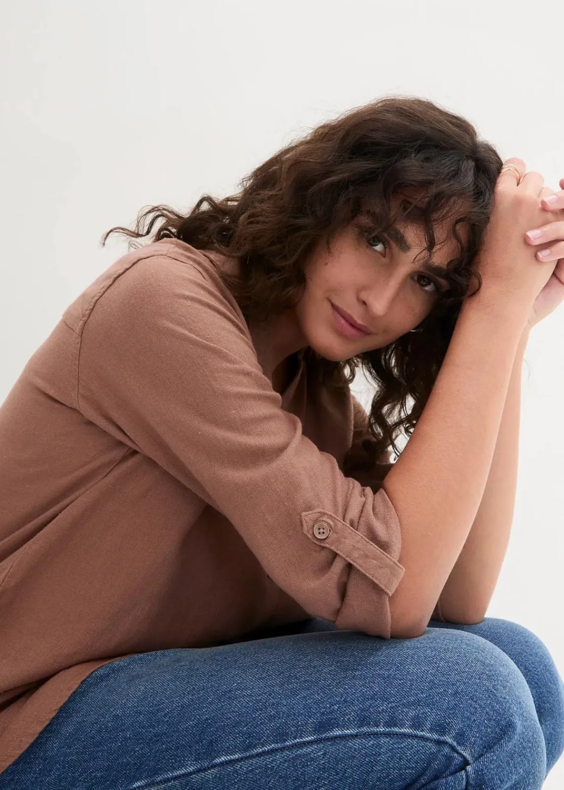 bonprix Blusen & Tuniken|Bekleidung·Jacken & Mäntel^Leinen-Bluse, 3/4-Arm maronenbraun