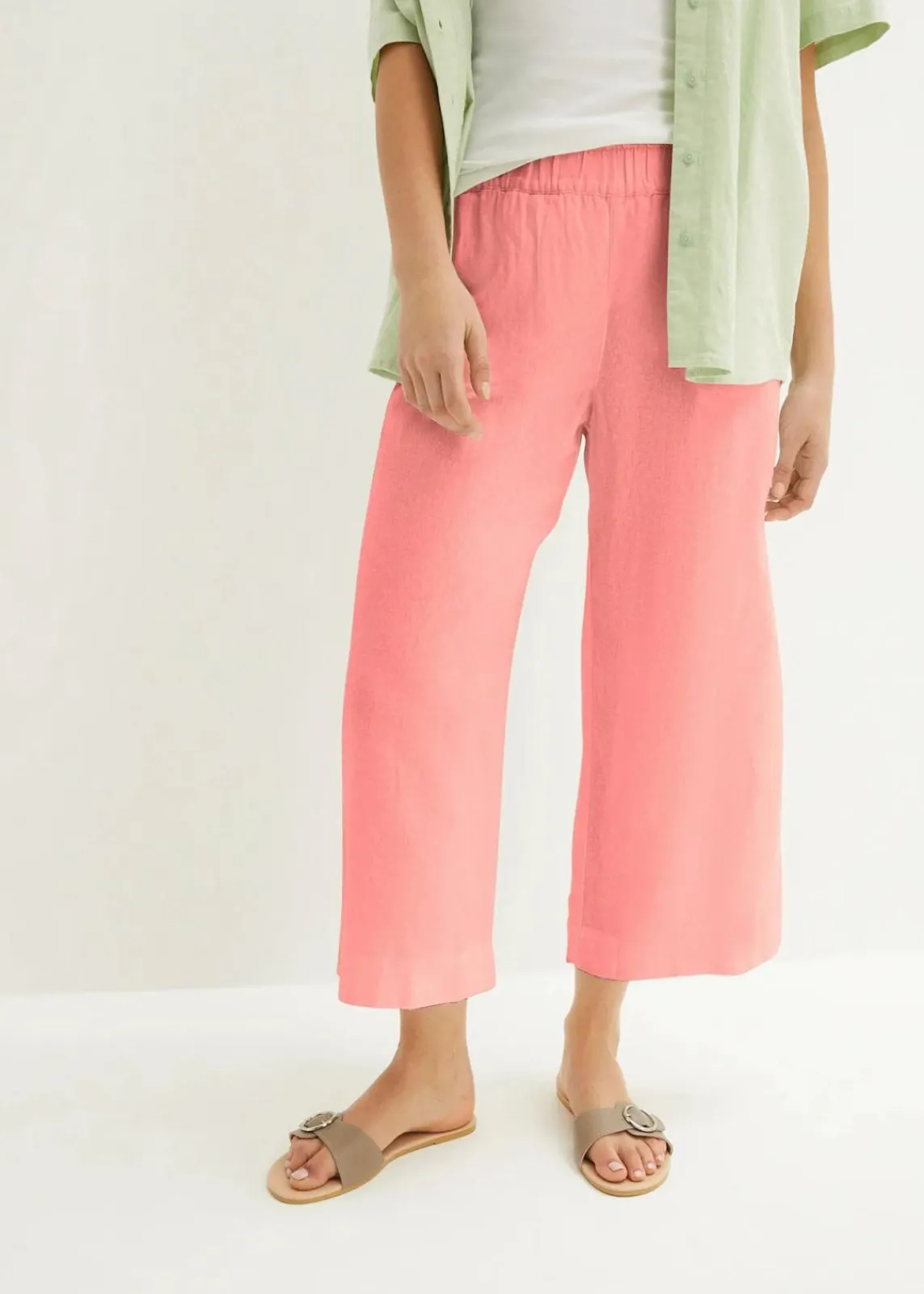 bonprix Hosen|Bekleidung·Kleider^Leinen-Culotte, wadenlang pfirsich