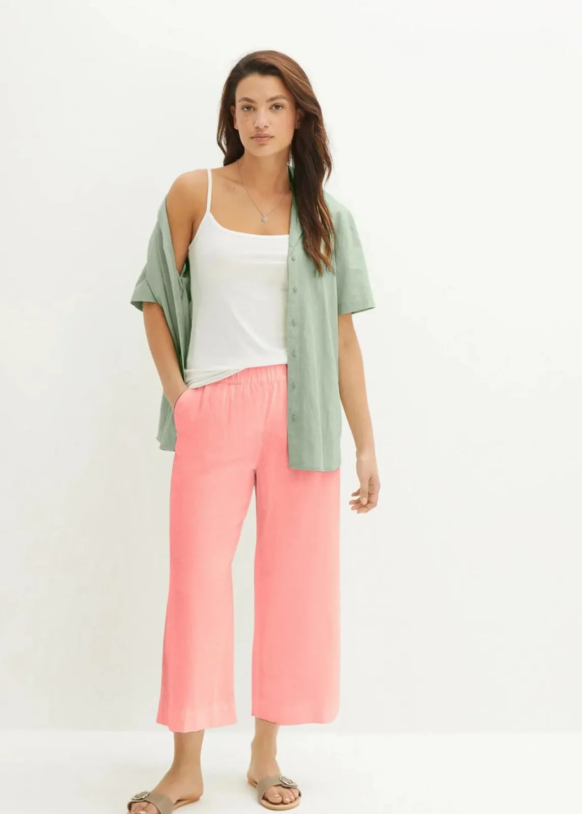 bonprix Hosen|Bekleidung·Kleider^Leinen-Culotte, wadenlang pfirsich