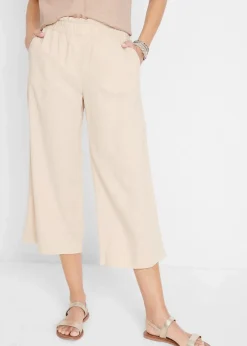 bonprix Bekleidung·Kleider|Hosen^Leinen-Culotte, wadenlang kieselbeige