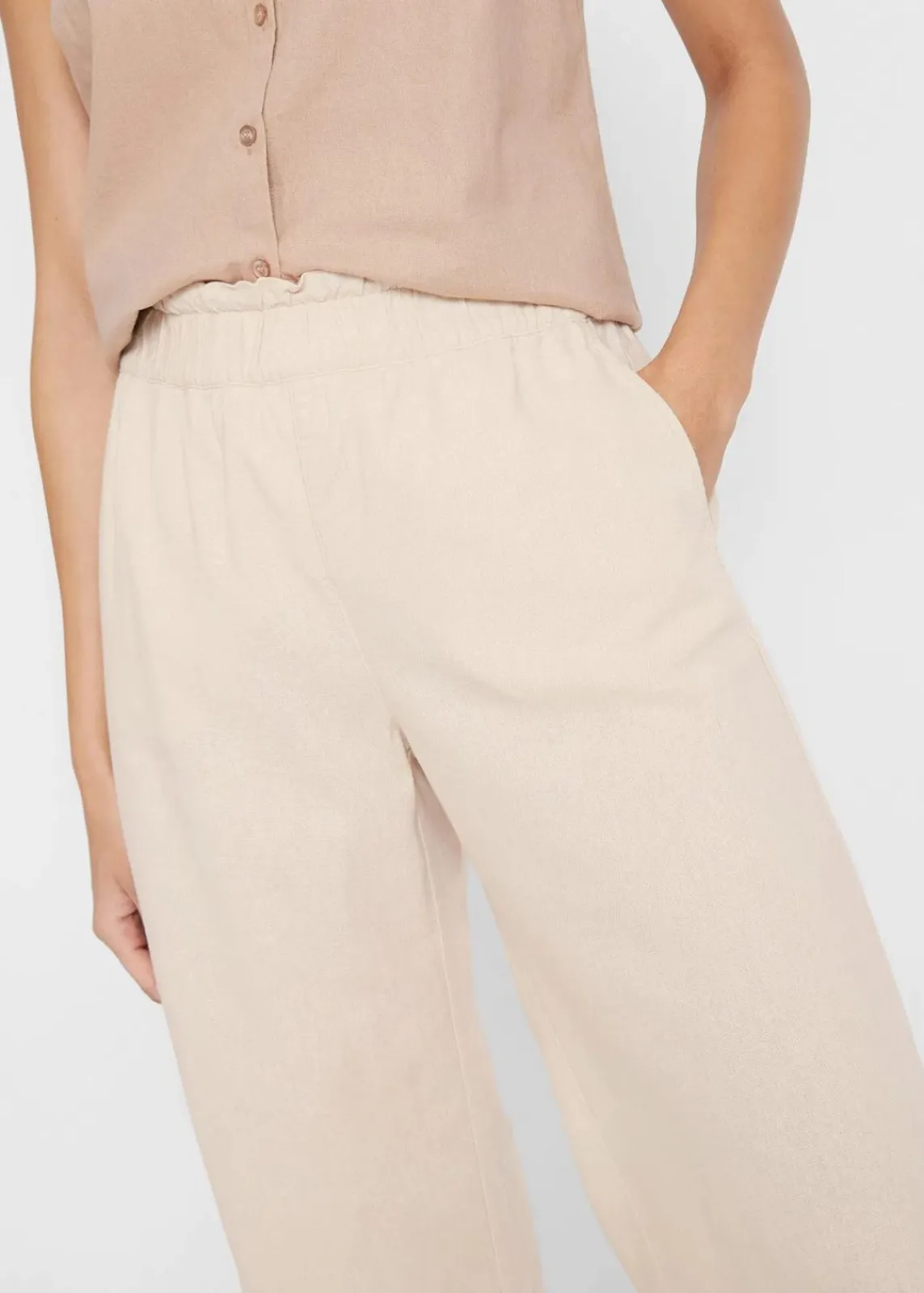 bonprix Bekleidung·Kleider|Hosen^Leinen-Culotte, wadenlang kieselbeige