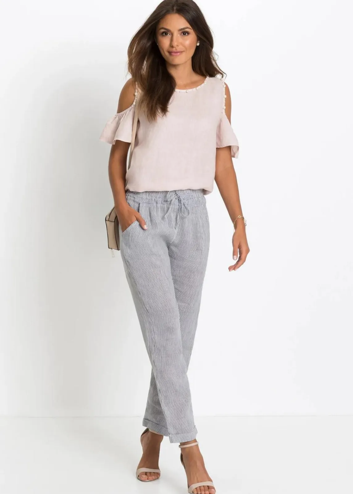 bonprix Bekleidung·Kleider|Hosen^Leinenhose blau/weiß gestreift