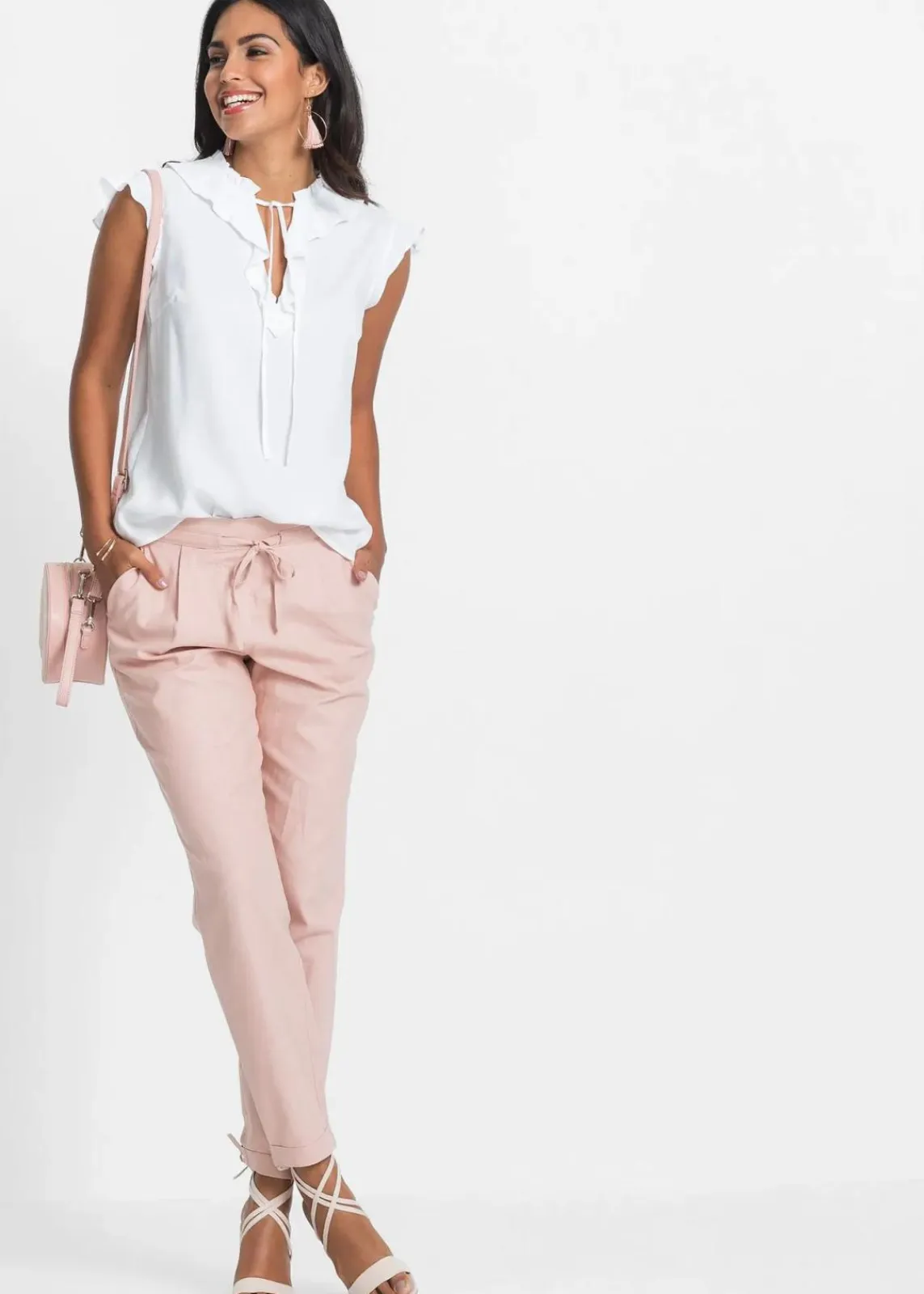 bonprix Hosen|Bekleidung·Kleider^Leinenhose vintagerosa