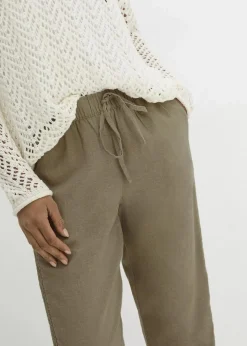 bonprix Bekleidung·Kleider|Hosen^Leinenhose mit seitlichem Spitzeneinsatz, knöchelfrei new khaki