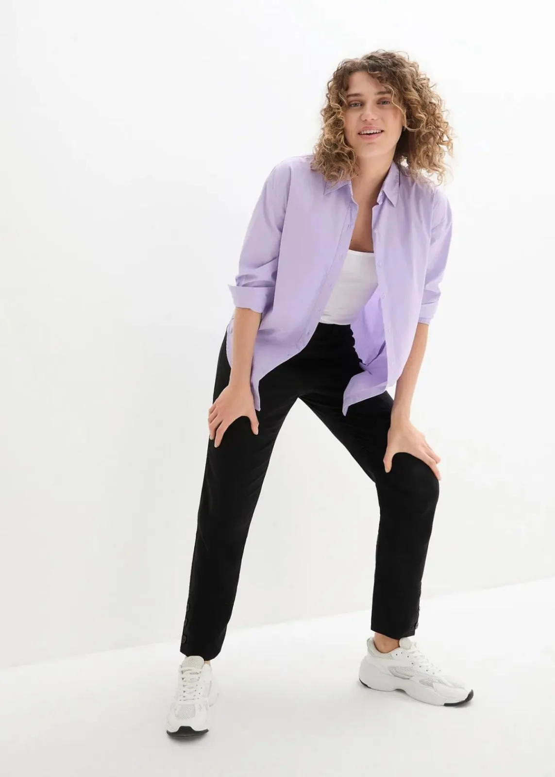 bonprix Bekleidung·Kleider|Hosen^Leinenhose mit Taschendetails und Knöpfen am Saum schwarz