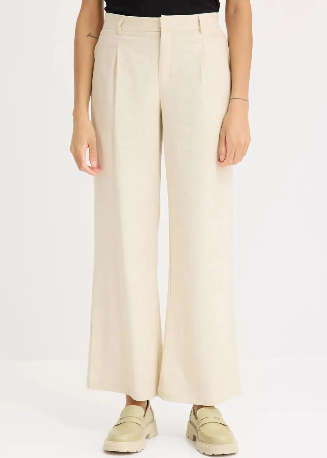 bonprix Bekleidung·Kleider|Hosen^Leinenhose Palazzo hellsand