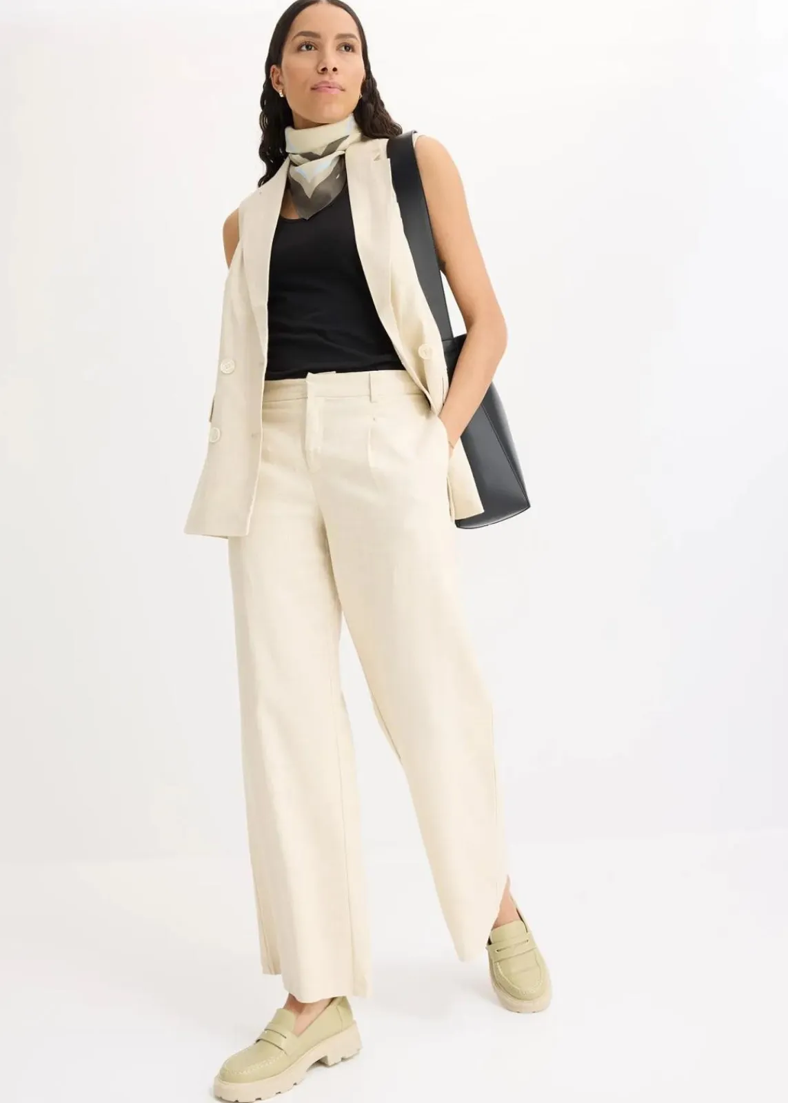 bonprix Bekleidung·Kleider|Hosen^Leinenhose Palazzo hellsand