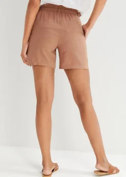 bonprix Bekleidung·Outdoorbekleidung|Bekleidung·Kleider^Leinen-Paperbag-Shorts graubraun