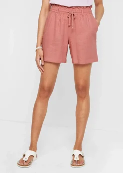 bonprix Hosen|Shorts^Leinen-Paperbag-Shorts rauchrose