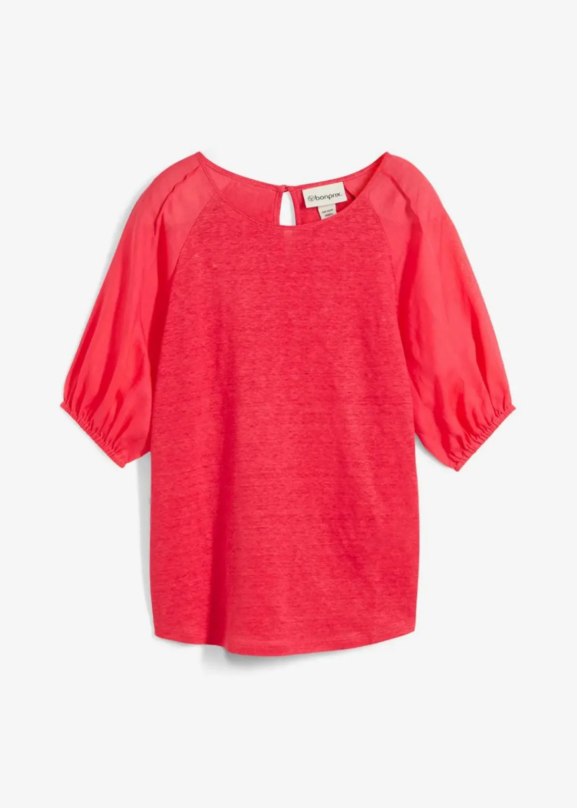 bonprix Premium|Shirts & Tops^Leinen-Shirt mit Ballonärmeln paradiespink
