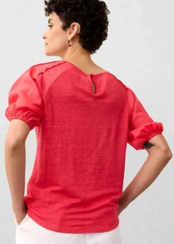 bonprix Premium|Shirts & Tops^Leinen-Shirt mit Ballonärmeln paradiespink