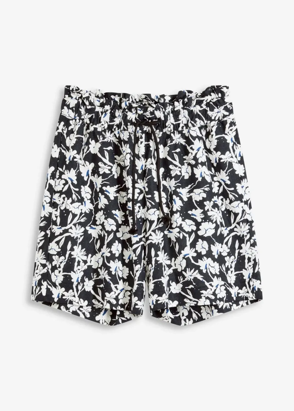 bonprix Nachhaltigere Materialien|Hosen^Leinen-Shorts schwarz/wollweiß/enzianblau floral