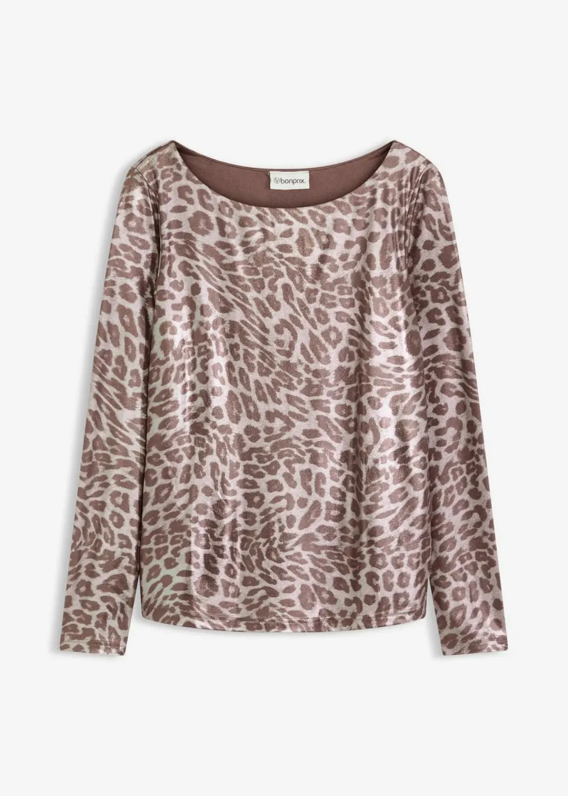 bonprix Shirts & Tops^Leo-Shirt mit Glanzdruck lehmbraun/metallic silber