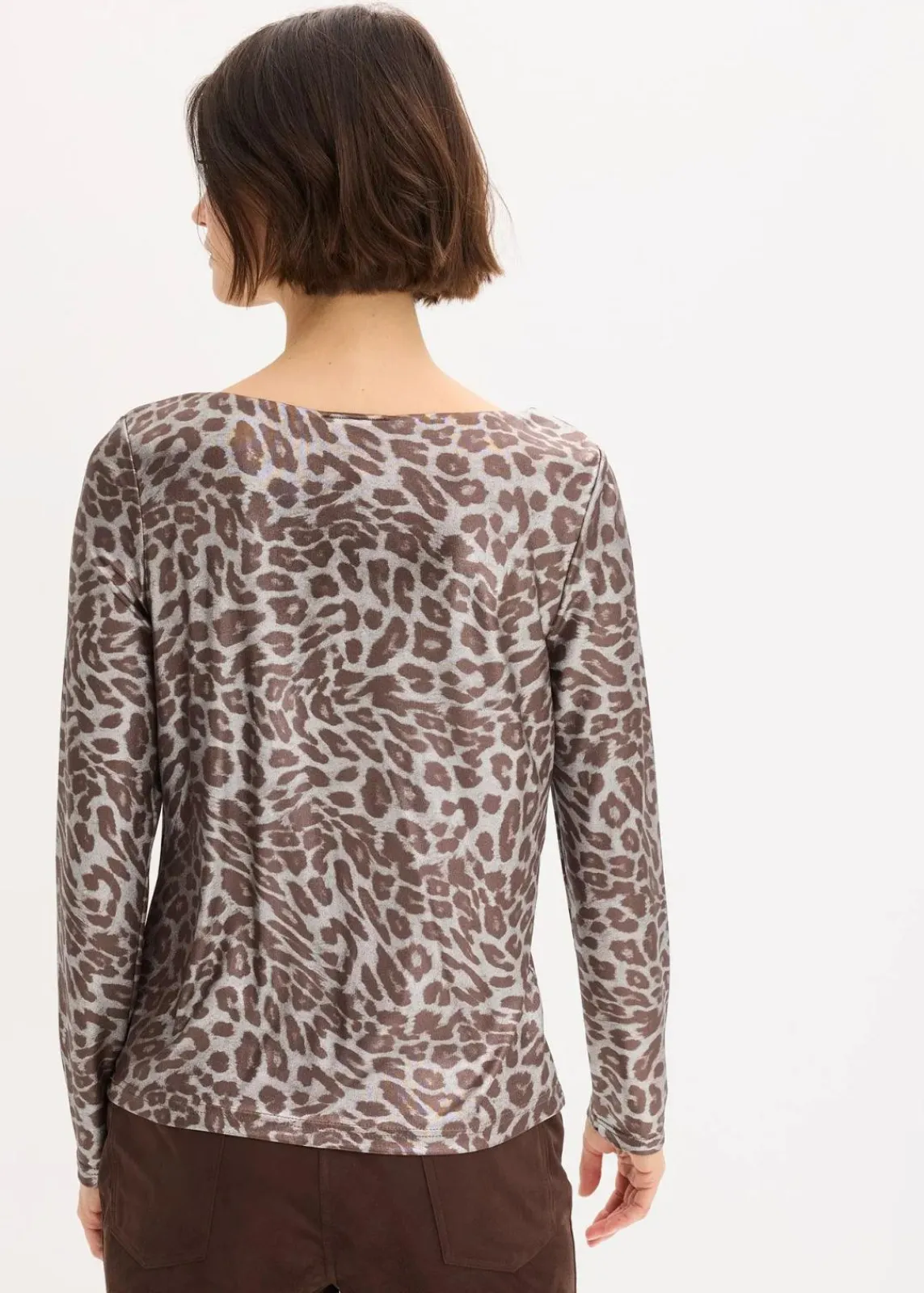 bonprix Shirts & Tops^Leo-Shirt mit Glanzdruck lehmbraun/metallic silber