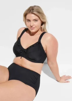 bonprix Nachhaltigere Materialien|Mix & Match^Light Highwaist Shape-Bikinihose mit Raffung schwarz