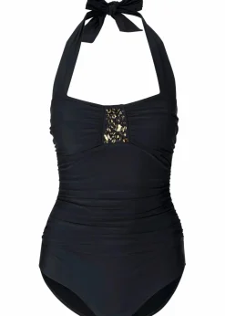 bonprix Nachhaltigere Materialien|Shapewear^Light Shape Badeanzug mit Glitzersteinchen schwarz