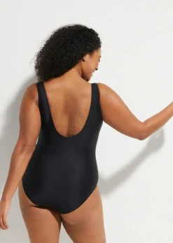 bonprix Nachhaltigere Materialien|Shapewear^Light Shape-Badeanzug mit breiten Trägern schwarz gepunktet