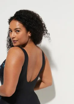 bonprix Nachhaltigere Materialien|Shapewear^Light Shape-Badeanzug mit breiten Trägern schwarz gepunktet
