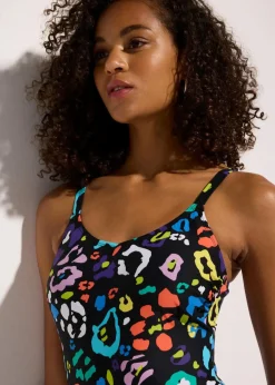 bonprix Nachhaltigere Materialien|Shapewear^Light Shape-Badeanzug rundum bedruckt schwarz/bunt bedruckt