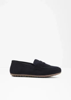 bonprix Slipper & Halbschuhe|Loafer^Loafer aus Veloursleder dunkelblau