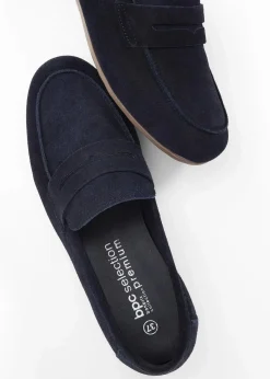 bonprix Slipper & Halbschuhe|Loafer^Loafer aus Veloursleder dunkelblau
