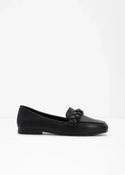 bonprix Slipper & Halbschuhe|Loafer^Loafer mit Flechtdetails schwarz