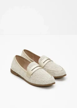bonprix Slipper & Halbschuhe|Loafer^Loafer mit Metallic-Details beige/champagner