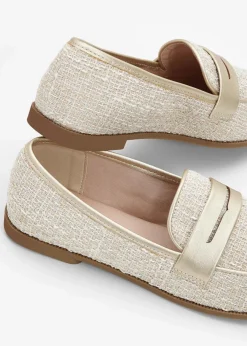 bonprix Slipper & Halbschuhe|Loafer^Loafer mit Metallic-Details beige/champagner