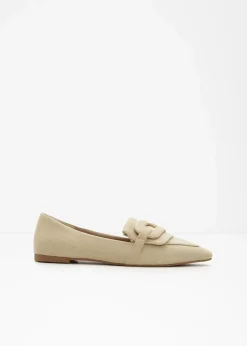 bonprix Slipper & Halbschuhe|Loafer^Loafer mit Schnalle grünbeige