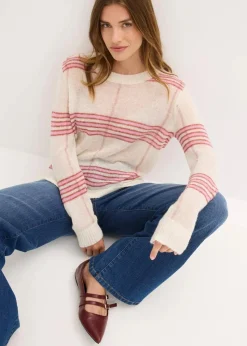 bonprix Bekleidung·Umstandsmode|Bekleidung·Jeans^Locker gestrickter Pullover mit Woll- und Alpaka-Anteil wollweiß kariert