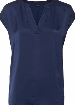 bonprix Bekleidung·Jacken & Mäntel|Blusen & Tuniken^Lockere Satin-Kurzarmtunika mit überschnittenen Schultern dunkelblau