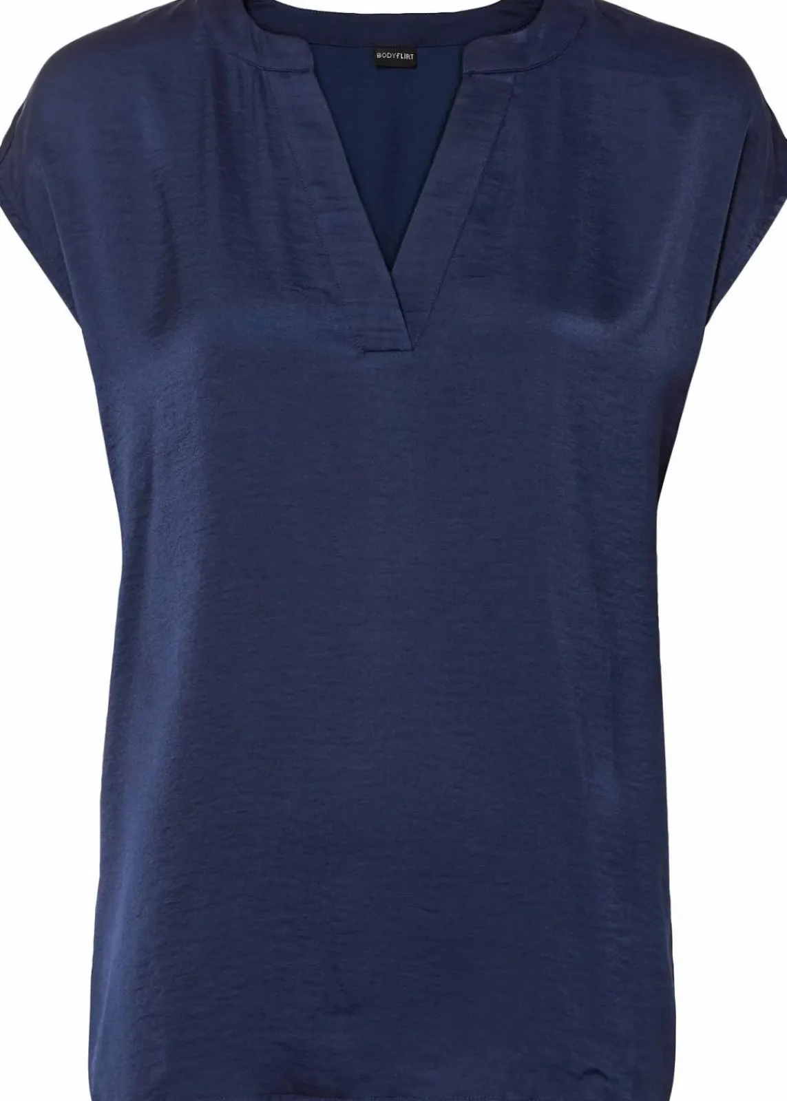 bonprix Bekleidung·Jacken & Mäntel|Blusen & Tuniken^Lockere Satin-Kurzarmtunika mit überschnittenen Schultern dunkelblau