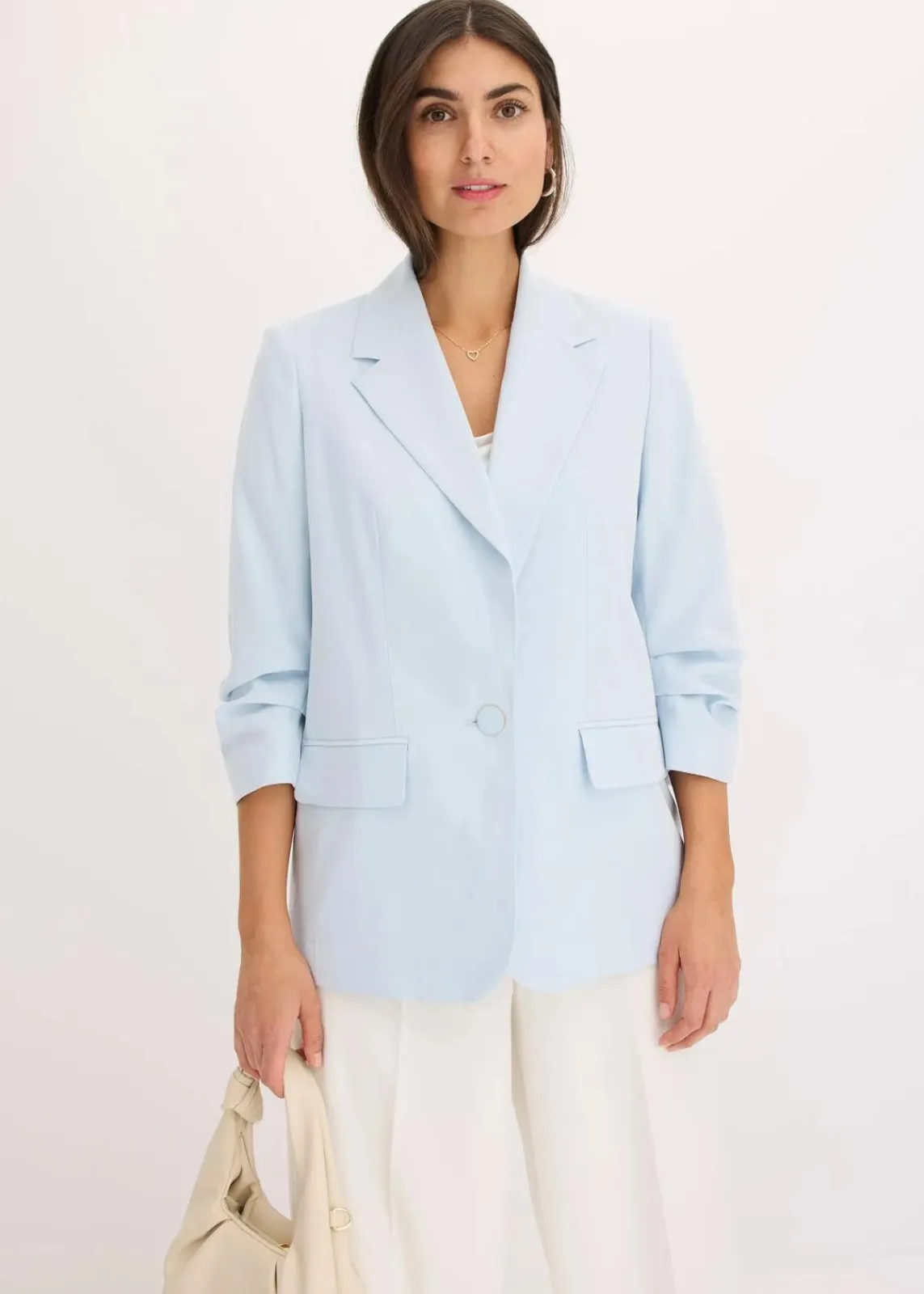 bonprix Bekleidung·Basics|Blazer^Lockerer 3/4-Arm-Blazer aus Viskose puderblau