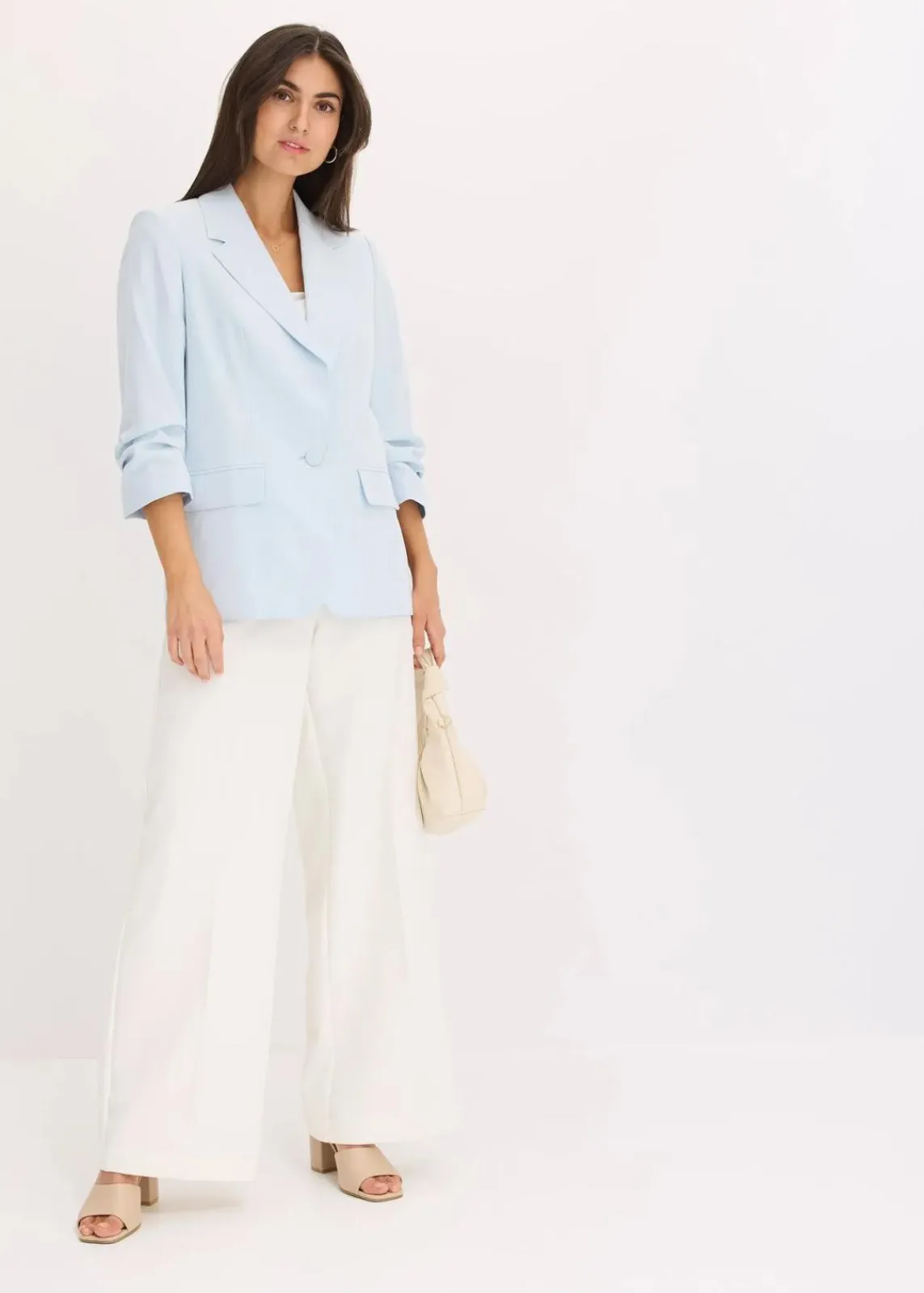 bonprix Bekleidung·Basics|Blazer^Lockerer 3/4-Arm-Blazer aus Viskose puderblau