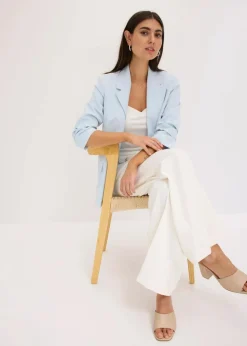 bonprix Bekleidung·Basics|Blazer^Lockerer 3/4-Arm-Blazer aus Viskose puderblau