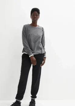 bonprix Shirts & Tops|Nachhaltigere Materialien^Lockeres Sport-Shirt grau meliert bedruckt