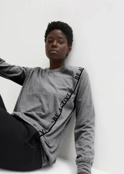 bonprix Shirts & Tops|Nachhaltigere Materialien^Lockeres Sport-Shirt grau meliert bedruckt