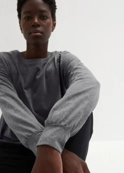 bonprix Shirts & Tops|Nachhaltigere Materialien^Lockeres Sport-Shirt grau meliert bedruckt