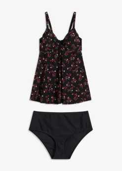 bonprix Große Cups D-F|Tankinis^Long Tankini (2-tlg.Set) schwarz floral
