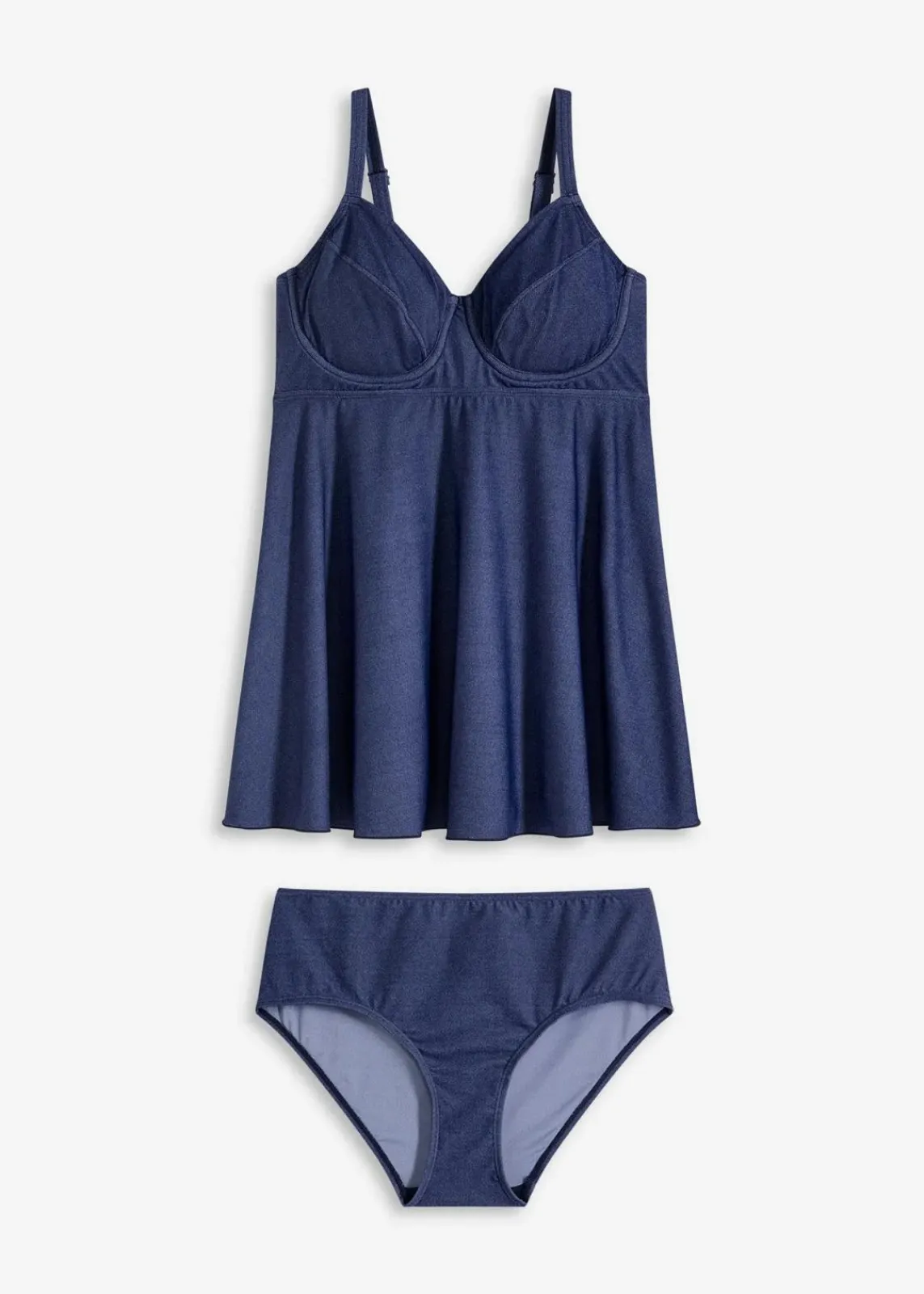 bonprix Bademode·Tankinis|Bademode·Große Cups D-F^Long Tankini (2-tlg.Set) in Jeansoptik dunkelblau denim