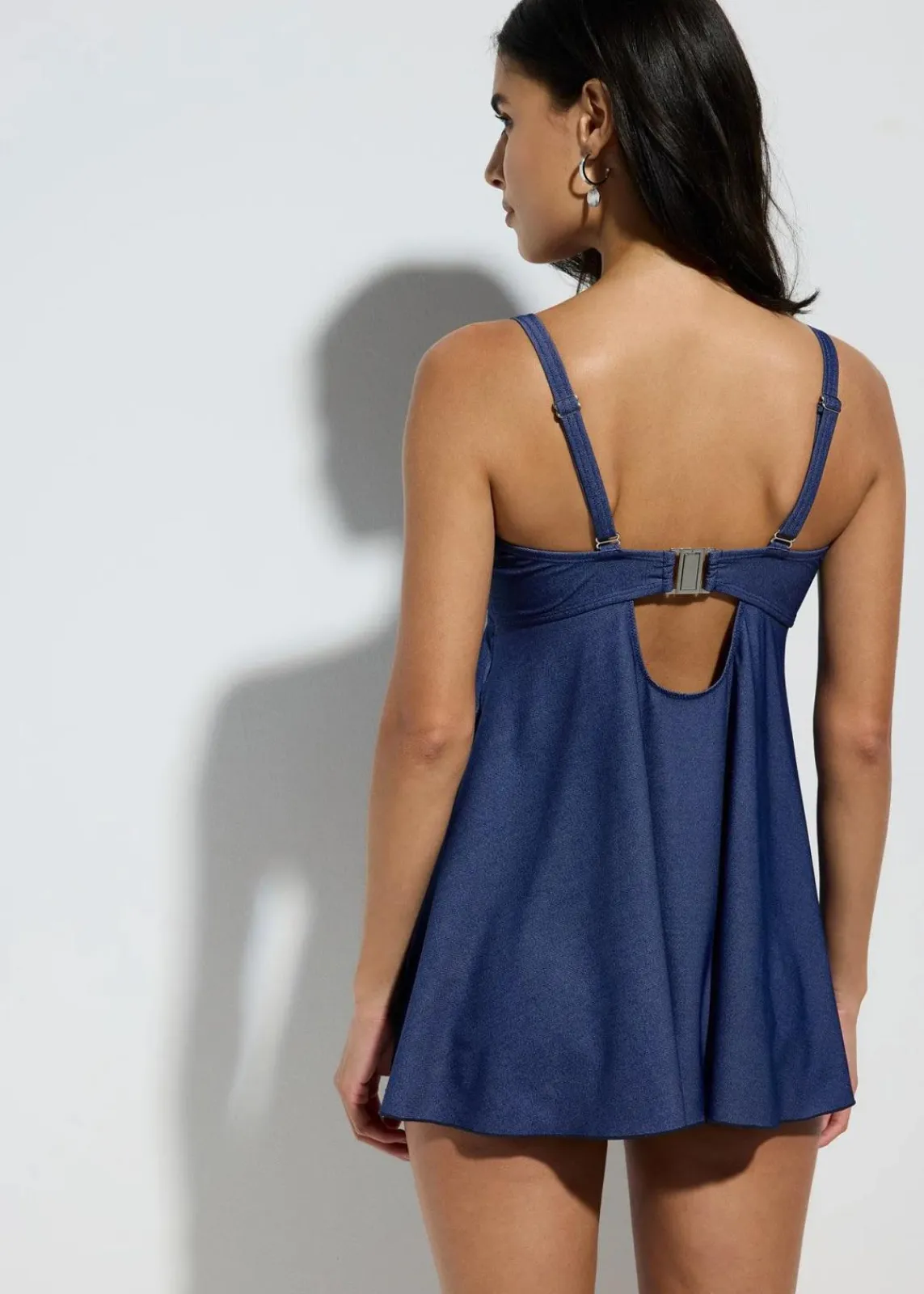 bonprix Bademode·Tankinis|Bademode·Große Cups D-F^Long Tankini (2-tlg.Set) in Jeansoptik dunkelblau denim