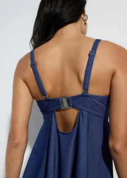 bonprix Bademode·Tankinis|Bademode·Große Cups D-F^Long Tankini (2-tlg.Set) in Jeansoptik dunkelblau denim